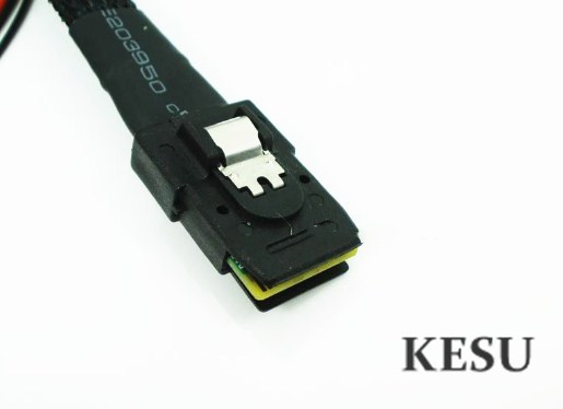 Kabel SAS SATA do HDD serwera - MINI SAS 4i SFF-8087 36Pin do 4 SAS 29Pin SFF-8482 + 4pin kabel zasilający 1 m - Wianko - 3