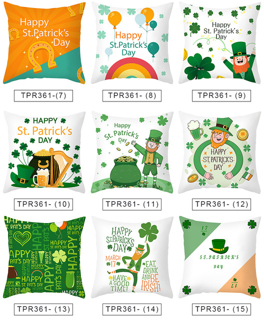 Poszewka na poduszkę z koniczyną św. Patryka, zielonym listkiem i irlandzkim motywem narodowym - Wianko - 3