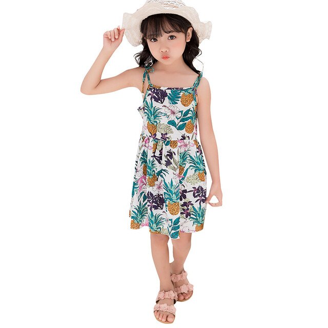 Sukienka dla dziewczynki Spaghetti Boho z paskiem w letnim stylu księżniczki - Wianko - 8