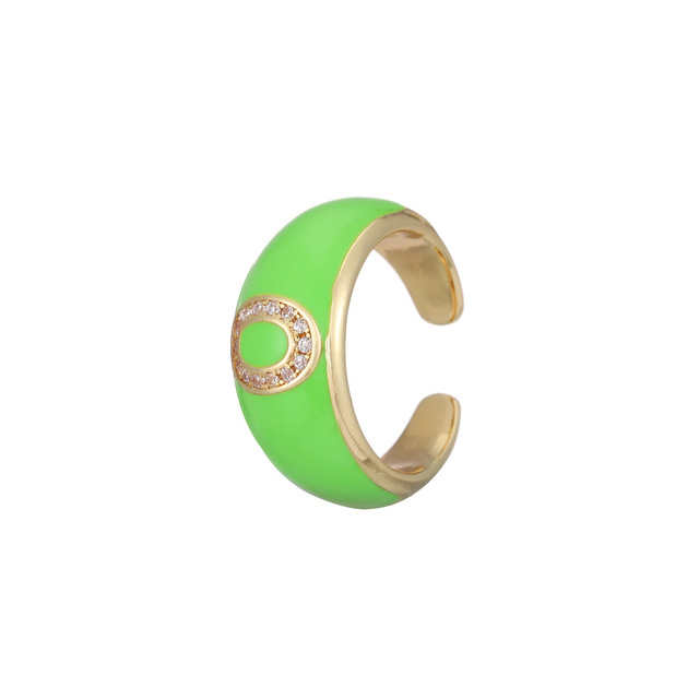 Pierścień otwierający List 2021 kolor A-Z Retro cyrkon, litera angielska, Biżuteria ślubna Boho luksus - Wianko - 16