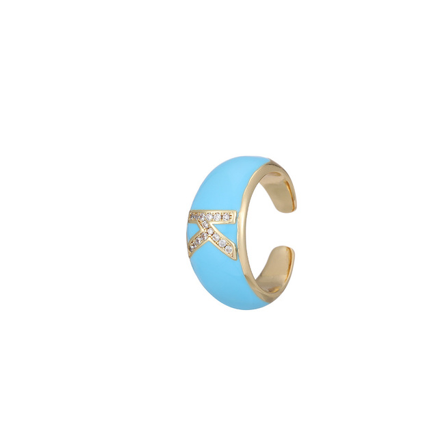 Pierścień otwierający List 2021 kolor A-Z Retro cyrkon, litera angielska, Biżuteria ślubna Boho luksus - Wianko - 21