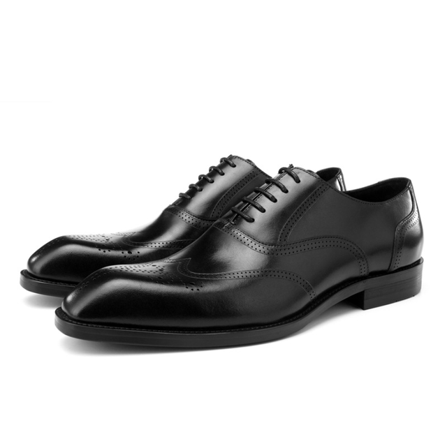 Męskie buty skórzane Oxfordy Sipriks Retro Brogue - wygodne, oddychające, idealne na biznes i ślub - Wianko - 7