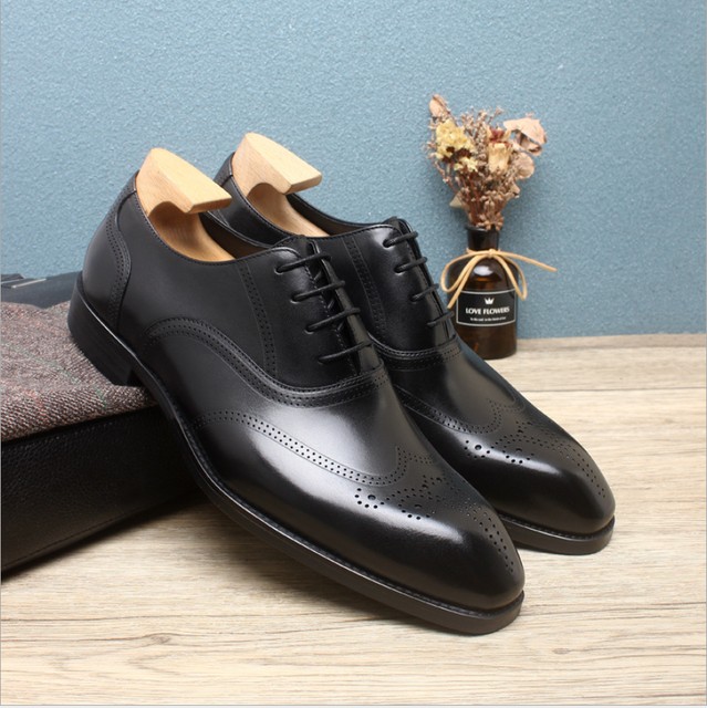Męskie buty skórzane Oxfordy Sipriks Retro Brogue - wygodne, oddychające, idealne na biznes i ślub - Wianko - 3