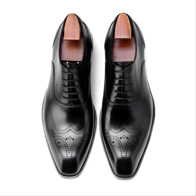 Męskie buty skórzane Oxfordy Sipriks Retro Brogue - wygodne, oddychające, idealne na biznes i ślub - Wianko - 5