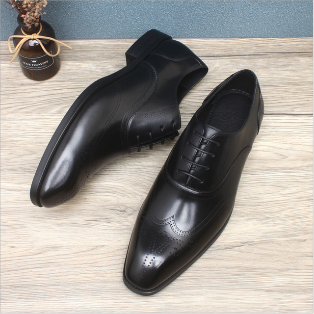 Męskie buty skórzane Oxfordy Sipriks Retro Brogue - wygodne, oddychające, idealne na biznes i ślub - Wianko - 2