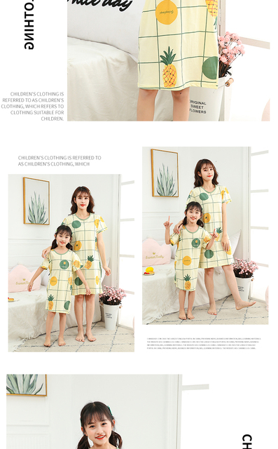 Koszula nocna dla dziewczynki na lato, 2-16 lat, wzór dla mamy i córki, dziecięca sukienka wieczorowa - Wianko - 50