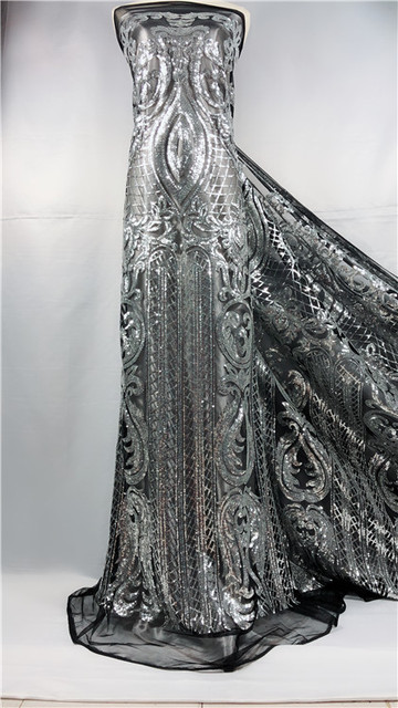 Nowoczesna afrykańska koronkowa tkanina z cekinami do sukienek - JRB-11291 - Wianko - 4
