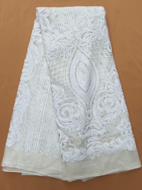 Nowoczesna afrykańska koronkowa tkanina z cekinami do sukienek - JRB-11291 - Wianko - 1
