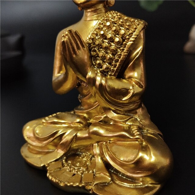 Złota tajlandzka rzeźba buddy - medytacyjna dekoracja do ogrodu - Wianko - 10