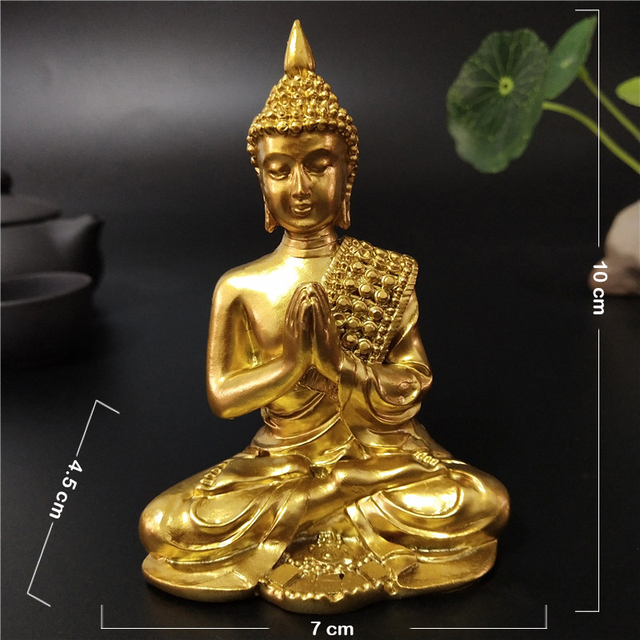 Złota tajlandzka rzeźba buddy - medytacyjna dekoracja do ogrodu - Wianko - 1