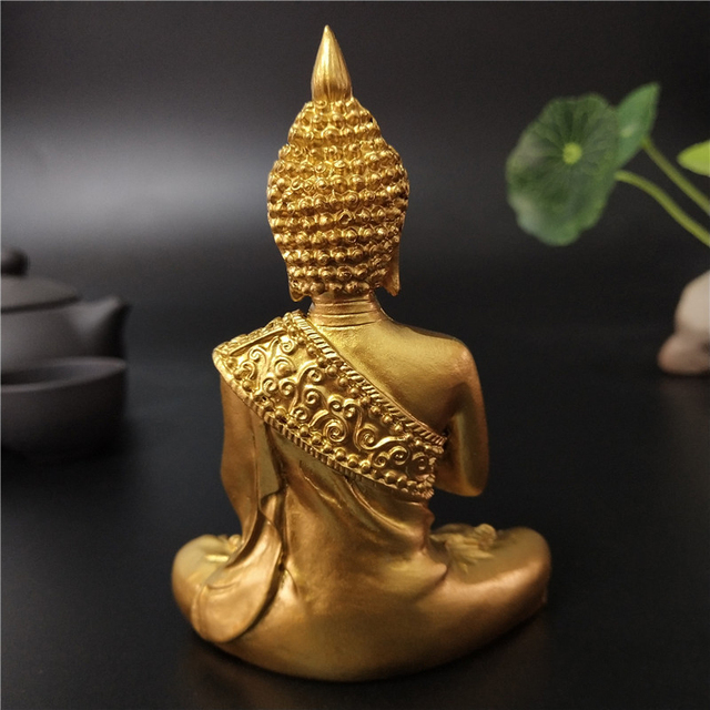 Złota tajlandzka rzeźba buddy - medytacyjna dekoracja do ogrodu - Wianko - 7