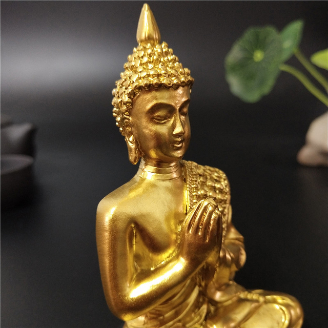 Złota tajlandzka rzeźba buddy - medytacyjna dekoracja do ogrodu - Wianko - 9