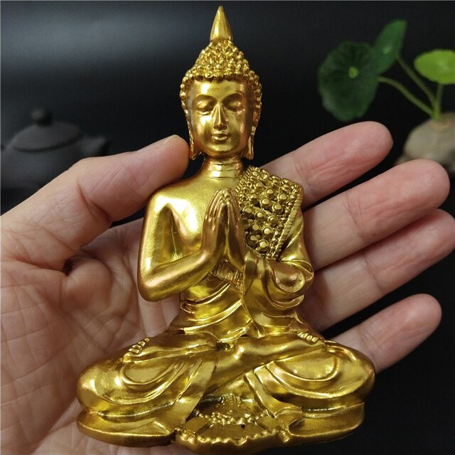 Złota tajlandzka rzeźba buddy - medytacyjna dekoracja do ogrodu - Wianko - 2