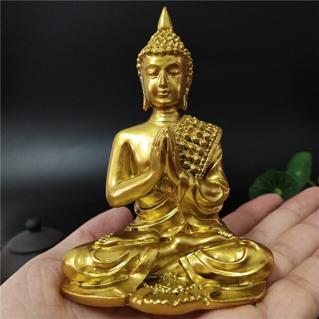 Złota tajlandzka rzeźba buddy - medytacyjna dekoracja do ogrodu - Wianko - 3