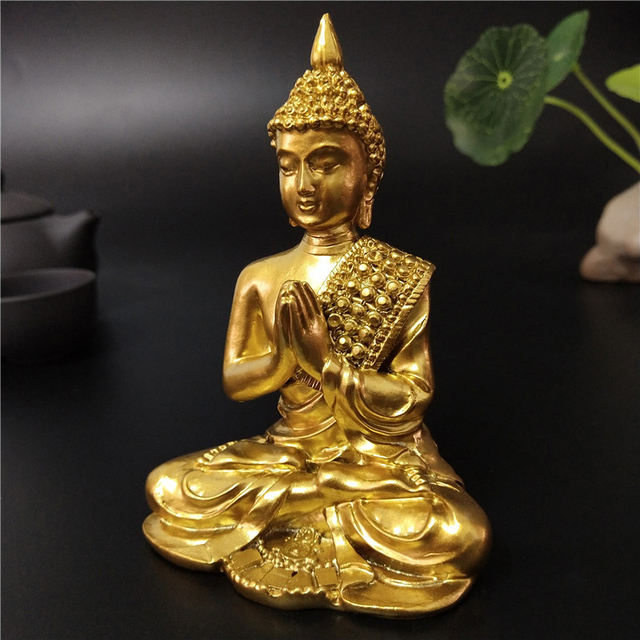 Złota tajlandzka rzeźba buddy - medytacyjna dekoracja do ogrodu - Wianko - 6