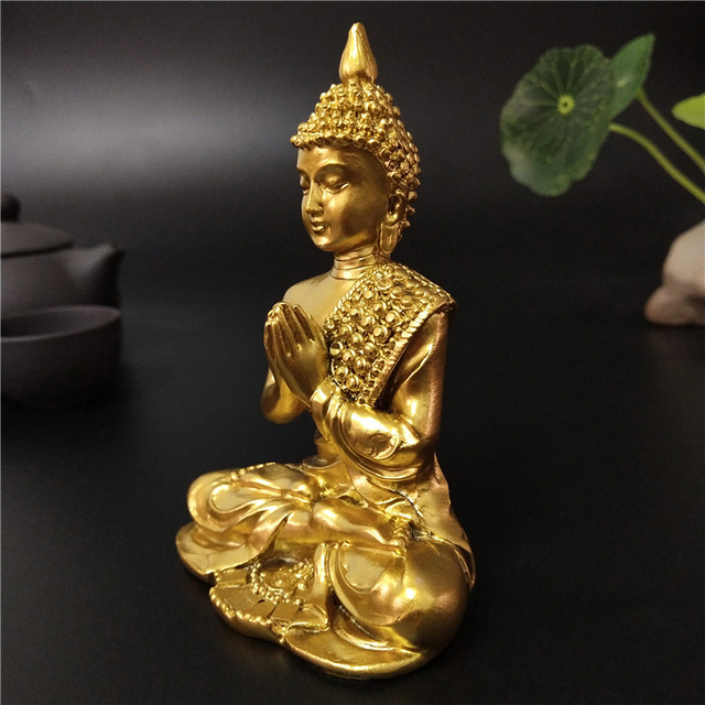 Złota tajlandzka rzeźba buddy - medytacyjna dekoracja do ogrodu - Wianko - 8