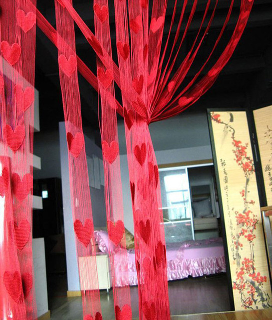 Zasłona sznurkowa z frędzlami o ślicznym sercu do dekoracji okien w pokoju, salonie i sypialni - Wianko - 7