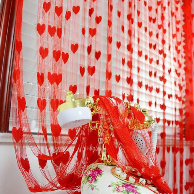 Zasłona sznurkowa z frędzlami o ślicznym sercu do dekoracji okien w pokoju, salonie i sypialni - Wianko - 2