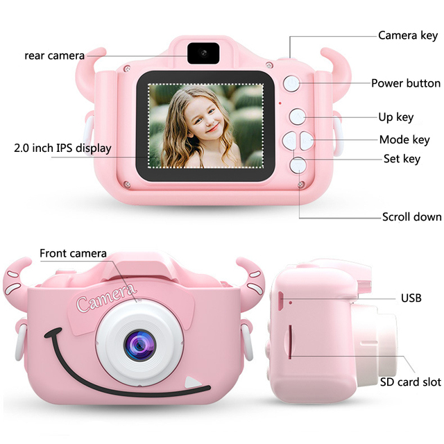 Mini aparat cyfrowy HD dla dzieci z ekranem 2.0 Cal - idealny prezent urodzinowy! - Wianko - 6
