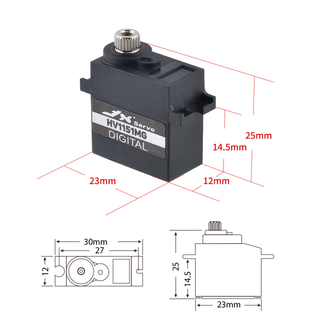 Cyfrowe mikro serwo JX PDI-HV1151MG zasilane HV z metalowym przekładniem i siłą 4.5kg - idealne do Rc Car RX-4 Racing BRX01 Crawler - Wianko - 4