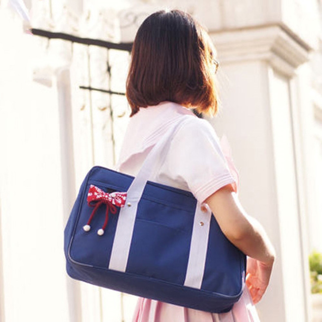 Japońska torba podróżna dla uczniów - torba na ramię w jednolitym kolorze, idealna dla JK (jap. joshi kosei) - Wianko - 8