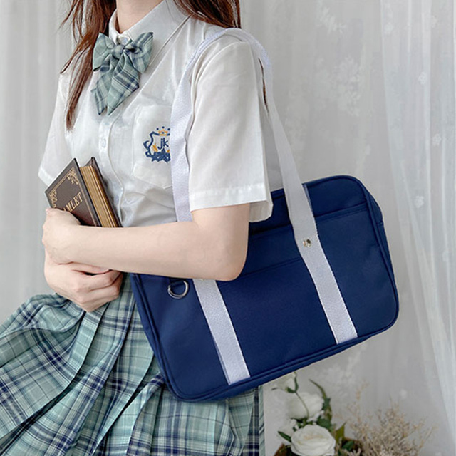 Japońska torba podróżna dla uczniów - torba na ramię w jednolitym kolorze, idealna dla JK (jap. joshi kosei) - Wianko - 9