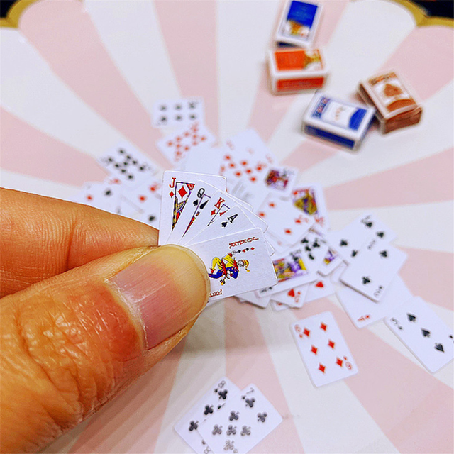 Mini zestaw kart do gry w pokera - zabawne modele Poler, miniaturowe gry, akcesoria do 1:12 domków dla lalek - Wianko - 7