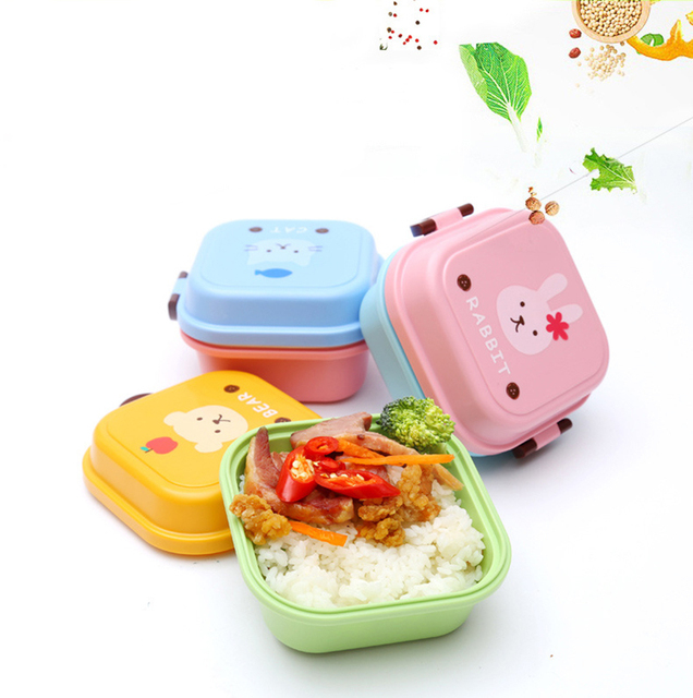 Pudełko na śniadanie dla dzieci - kolorowe kreskówki, przenośne, 2-warstwowe, do żywności i owoców - Wianko - 8