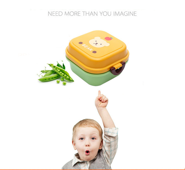 Pudełko na śniadanie dla dzieci - kolorowe kreskówki, przenośne, 2-warstwowe, do żywności i owoców - Wianko - 4