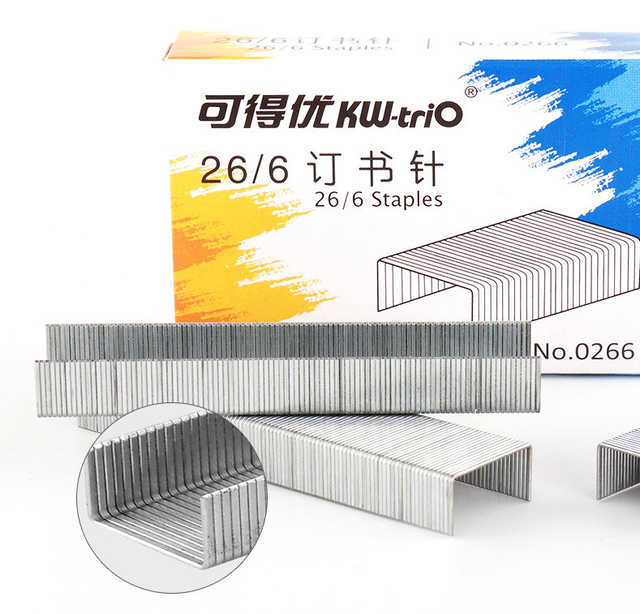 Zszywki standardowe 26/6, metalowe, srebrne, 1000 sztuk w pudełku - Wianko - 3