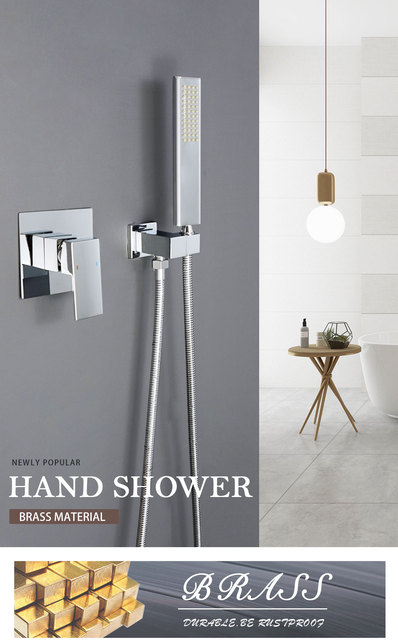 Ręczna głowica prysznicowa mosiężna wymienna do łazienki - system prysznicowy kwadratowy/okrągły/owalny, chrom polerowany - Wianko - 1