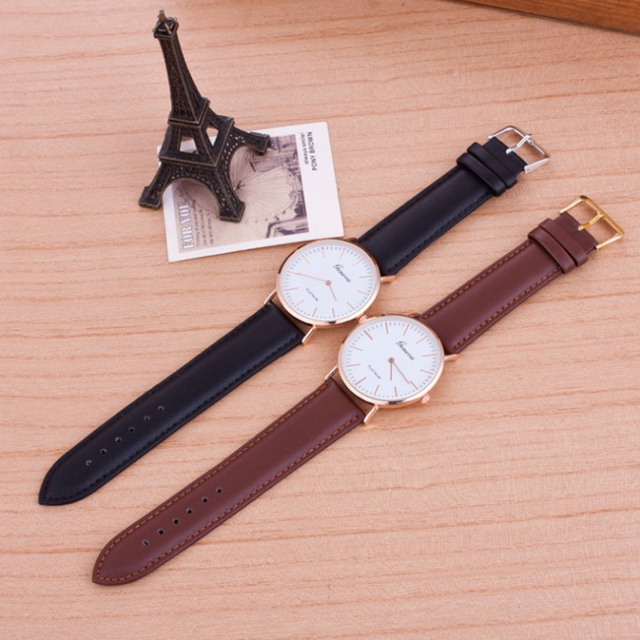 Męski zegarek kwarcowy z cienkim, minimalistycznym designem i skórzanym paskiem - Wianko - 7