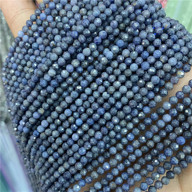 Nowe koraliki z 2021 roku - niebieski kwarc, kryształ i turkusowe aquamariny o średnicy 2mm i 3mm, do wykorzystania w rękodziele DIY. Akcesoria do bransoletek, o długości 38 cm - Wianko - 47