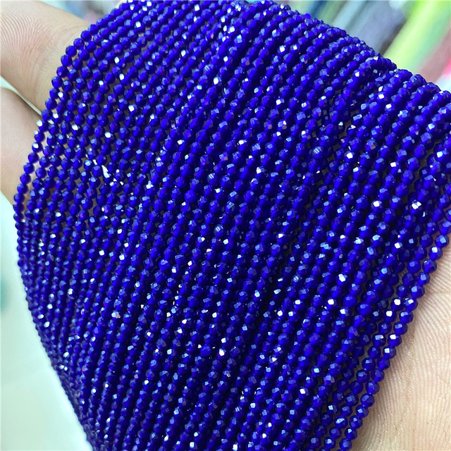 Nowe koraliki z 2021 roku - niebieski kwarc, kryształ i turkusowe aquamariny o średnicy 2mm i 3mm, do wykorzystania w rękodziele DIY. Akcesoria do bransoletek, o długości 38 cm - Wianko - 46