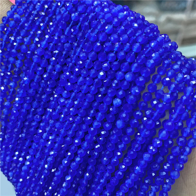 Nowe koraliki z 2021 roku - niebieski kwarc, kryształ i turkusowe aquamariny o średnicy 2mm i 3mm, do wykorzystania w rękodziele DIY. Akcesoria do bransoletek, o długości 38 cm - Wianko - 44