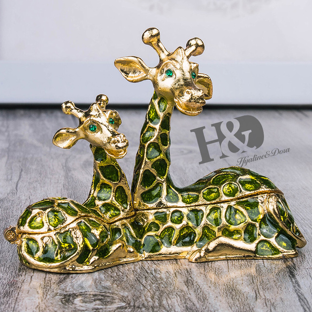 Siedząca żyrafa mama z dzieckiem - ozdobny box na biżuterię - Wianko - 6