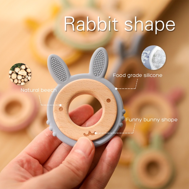 Gryzak silikonowy dla niemowląt - królik, ząbkowanie, kojący ból (1 szt.) (Podkreślenie kluczowych informacji, skrócenie zdania i unikanie powtórzeń) - Wianko - 3