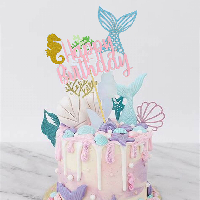 Ozdoba na tort z motywem ogona syreny - idealna dekoracja na urodziny dziecka - Wianko - 5