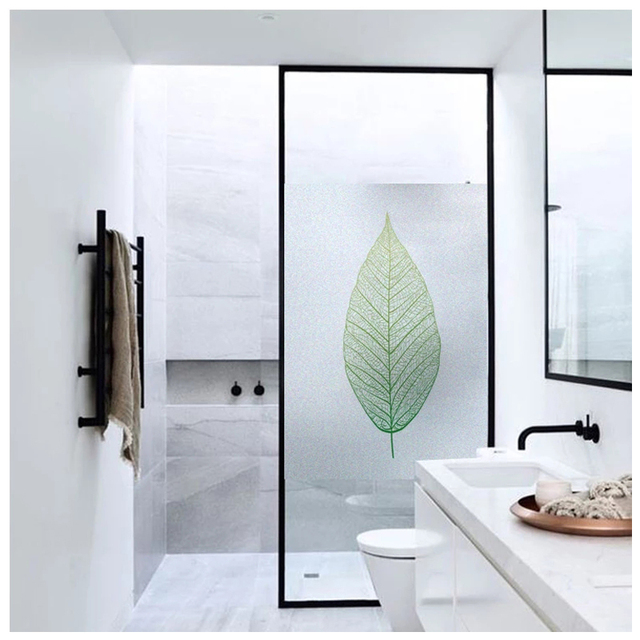 Naklejka matowa z wzorem liści Nordic w nietypowym rozmiarze do dekoracji okien, idealna do łazienki - Wianko - 1