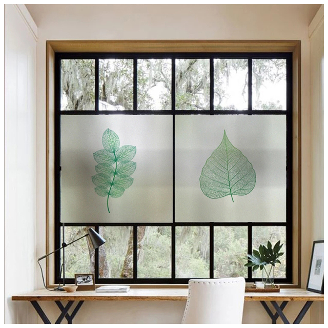 Naklejka matowa z wzorem liści Nordic w nietypowym rozmiarze do dekoracji okien, idealna do łazienki - Wianko - 3