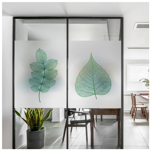 Naklejka matowa z wzorem liści Nordic w nietypowym rozmiarze do dekoracji okien, idealna do łazienki - Wianko - 4