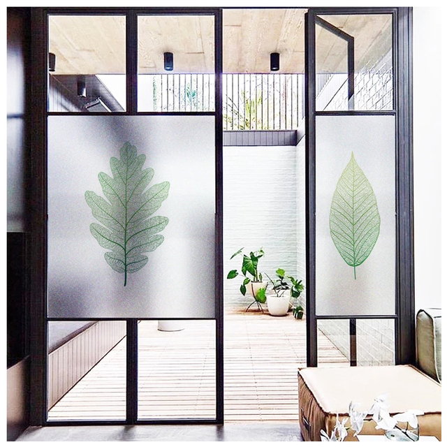 Naklejka matowa z wzorem liści Nordic w nietypowym rozmiarze do dekoracji okien, idealna do łazienki - Wianko - 2