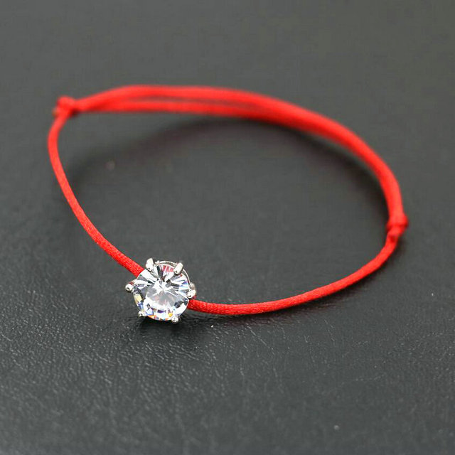 Bransoletka z linką srebrna BPPCCR z okrągłymi cyrkoniami koloru czerwonego, obwiednia wykonana z plecionej cienkiej linki nici z kryształami AAA - Wianko - 21