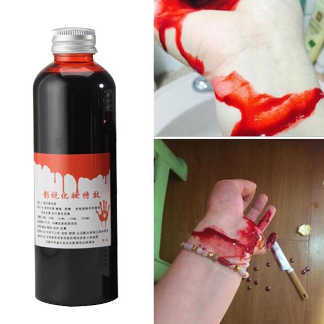 Butelka z sztuczną krwią 30/60ml do napojów - rekwizyty Halloween, cosplay, teatr - Wianko - 1