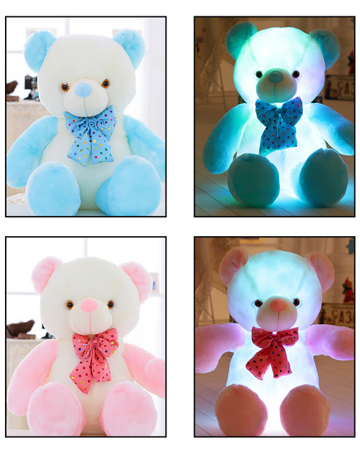 Pluszowa lalka miś o długości 50cm z kreatywnymi LED, kolorowe światło, podświetlane zabawki i poduszka dla dzieci - prezent na Xmas i urodziny - Wianko - 2