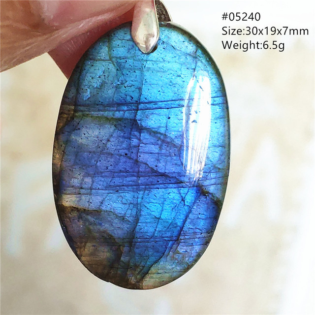 Niebieski wisiorek z oryginalnym, naturalnym kamieniem labradorytu Rainbow dla kobiet i mężczyzn - Wianko - 39