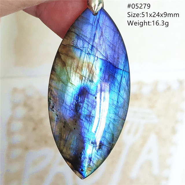 Niebieski wisiorek z oryginalnym, naturalnym kamieniem labradorytu Rainbow dla kobiet i mężczyzn - Wianko - 77