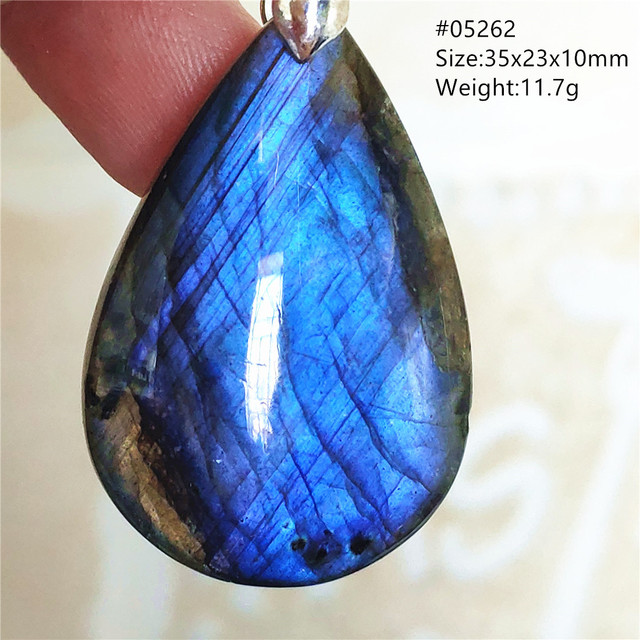 Niebieski wisiorek z oryginalnym, naturalnym kamieniem labradorytu Rainbow dla kobiet i mężczyzn - Wianko - 44