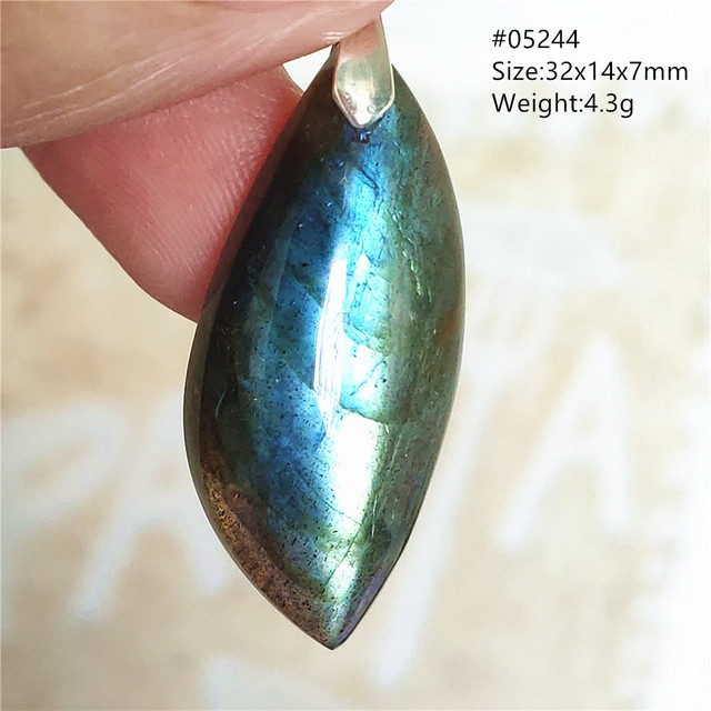 Niebieski wisiorek z oryginalnym, naturalnym kamieniem labradorytu Rainbow dla kobiet i mężczyzn - Wianko - 7