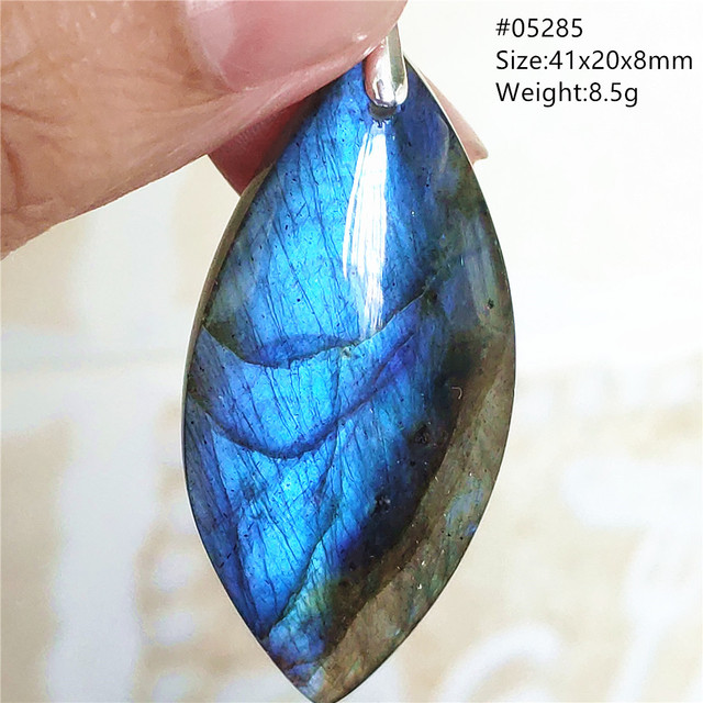 Niebieski wisiorek z oryginalnym, naturalnym kamieniem labradorytu Rainbow dla kobiet i mężczyzn - Wianko - 89